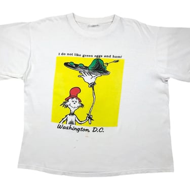 Vintage 90s Dr. Seuss “I do not like green eggs and ham” Cartoon Washington DC Graphic T-Shirt Size Large 