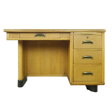 Mid Century Oak 4 Drawers Storage Office Desk