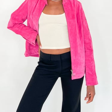 Pink Suede Leather Jacket (S-M)