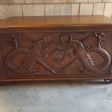 Beautiful 1937 Antique Wood Chest