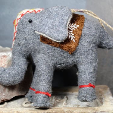 Elephant Ornament in Felt | Beautifully Crafted Folk Art Elephant Ornament for Christmas or Any Season 