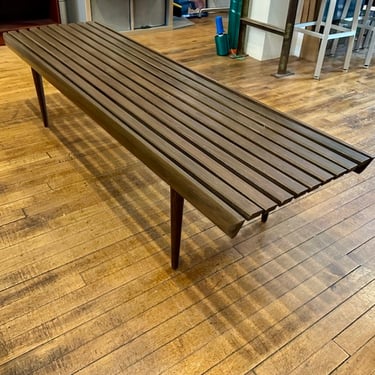Mid Century Wooden Slat Bench/Coffee Table -5ft long