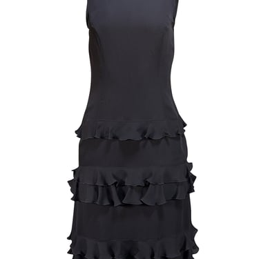 Escada - Black Sleeveless Ruffle Skirt Dress Sz 4