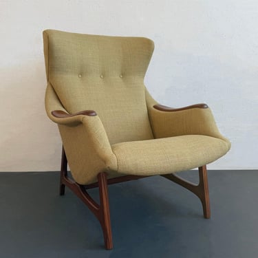 Scandinavian Modern Wingback Lounge Chair By B. J. Hansen