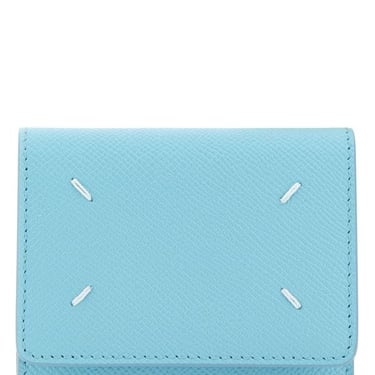 Maison Margiela Woman Light-Blue Leather Wallet