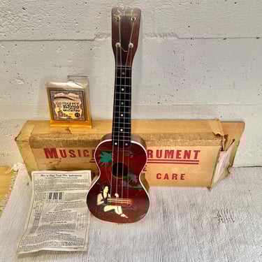 1950s Silvertone Ukulele w/Original Shipping Box, Owner's Guide, New Strings 