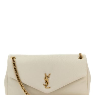 Saint Laurent Women Ivory Leather Big Calypso Shoulder Bag