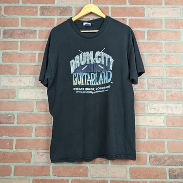 Vintage 90s Drum City Guitarland ORIGINAL Music Store Tee - Extra Large 