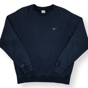 Vintage Y2K/00s Nike Side Swoosh Navy Blue Essential Crewneck Sweatshirt Pullover Size Medium/Large 