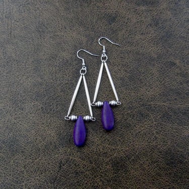 Afrocentric earrings, boho chic earrings, African earrings, bohemian ethnic earrings, purple and silver, statement bold earrings, exotic 2 