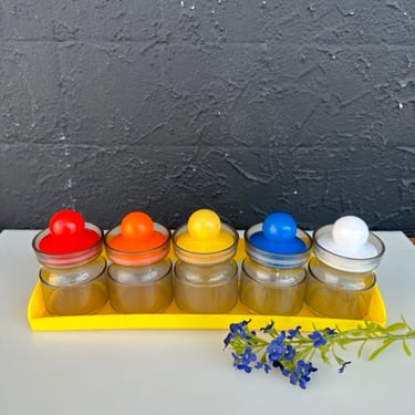 Multicolored Canister Set with Rack (Set of 5)