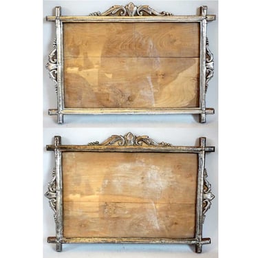 1800's Antique Rare Pair of Indo-Portuguese Silver Mounted Teak Frames 