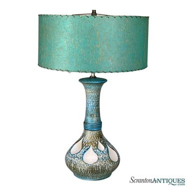 Mid-Century Modern Atomic Sculptural Turquoise Pottery Table Lamp