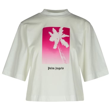 Palm Angels 'Solariz' White Cotton T-Shirt Woman