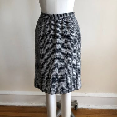 Wool-Blend Herringbone Mini-Skirt - 1980s 