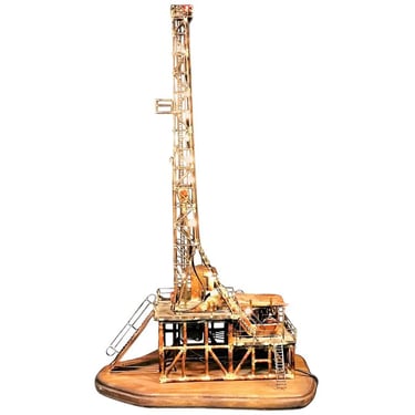 Amazing 1970's Brutalist Metal Oil Rig Illuminated Mechanical Sculpture