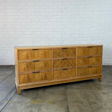 Oak & Burl wood Dresser by American of Martinsville 