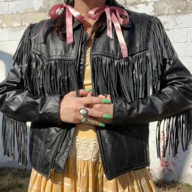 VTG Branded Garments Leather Fringe Jacket