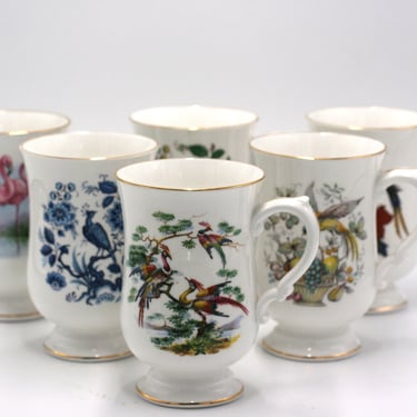 vintage Crown bird mugs staffordshire england set of six 