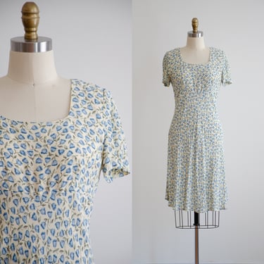 yellow mini dress 90s y2k vintage Donna Ricco pastel blue floral dress 