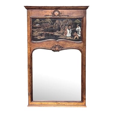 Henredon Trumeau Mirror With Chinoiserie Decoration 