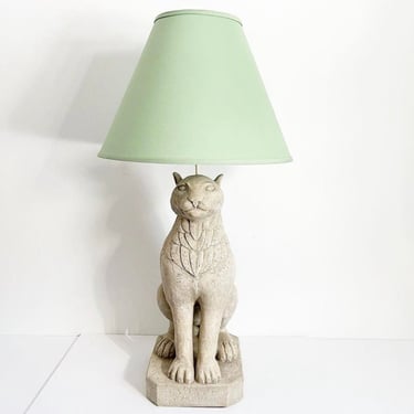 Oversize Lioness Plaster Lamp & Shade by Chapman 