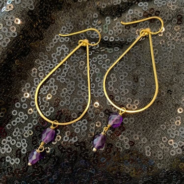 Brass Amethyst Earrings