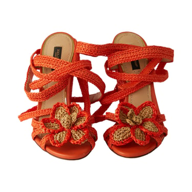 Dolce & Gabbana Orange Rafia Wedges