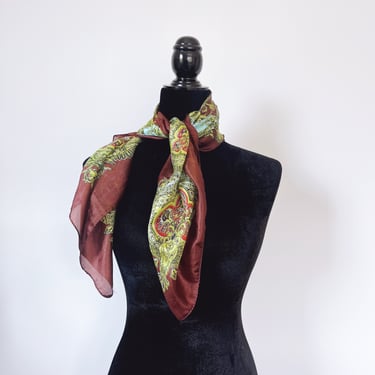 Vintage Silk Hand-Rolled Paisley Scarf 