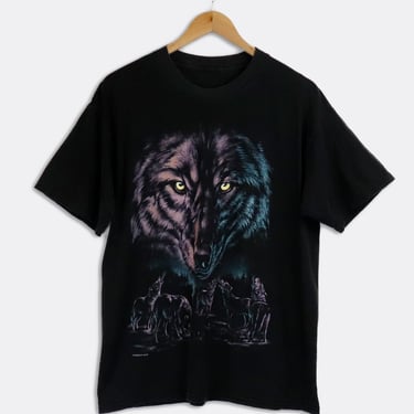 Vintage Purple And Blue Wolf T Shirt