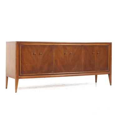 Mount Airy Facade Mid Century Walnut and Brass Credenza - mcm 
