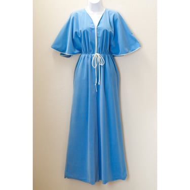 Vintage 1970s Blue Batwing Robe / Housecoat | Medium | 7 