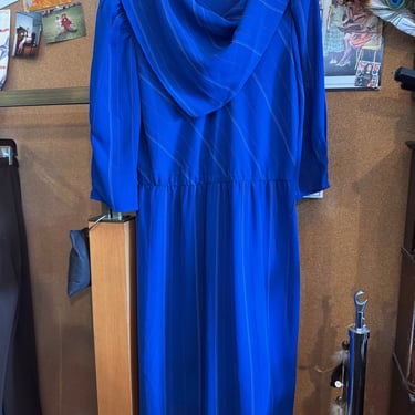 1980s Blue Dress + &quot;Scarf&quot;