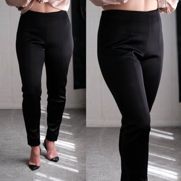 Vintage GIORGIO ARMANI Black Skinny Stretch Cigarette Leg Pant | Size 46 | Made in Italy | Viscose Blend | 2000s Y2K Designer Trousers 