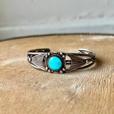 Vintage Winged Sterling & Turquoise Cuff