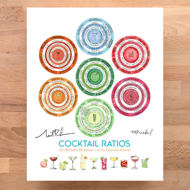 Autographed Cocktail Ratio Wheels Print by Michael Ruhlman and Marcella Kriebel