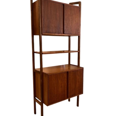 Free shipping within continental US - Vintage Mid Century Modern Free Standing Room Divider Wall Unit Cabinet with Finished Back 