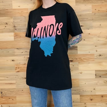 90's Vintage Illinois State Travel Tee Shirt T-Shirt 