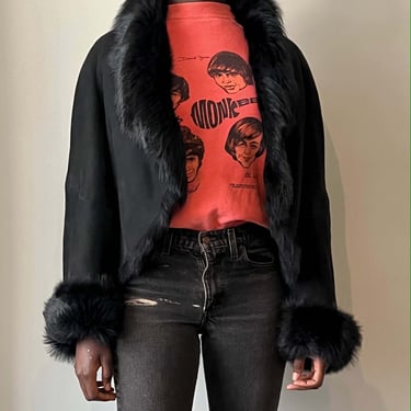 Thierry Mugler black lambskin shearling jacket 