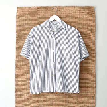 vintage blue & white pinstripe cotton button down shirt 
