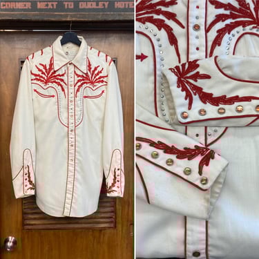 Vintage 1960’s “N.Turk” Western Cowboy Rhinestone Studded Rockabilly Shirt, Original, Embroidered, 1960’s Shirt, 60’s Vintage Clothing 