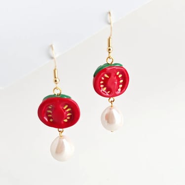 Cherry Tomato Polymer Clay Earrings