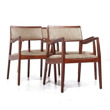 Jens Risom Mid Century Walnut Playboy Dining Chairs - Set of 4 - mcm 