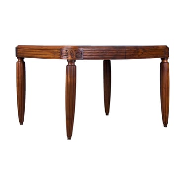1930s French Art Deco Walnut Extendable Dining Table 