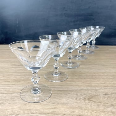 Crystal thumbprint pattern coupe glasses - set of 6 