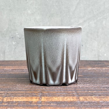 Black Porcelain Ceramic "Arrow" Cup  -  Matte Brown/ Blue 