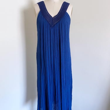 Vintage Cotton Gauze Dress, Blue Grecian Dress 