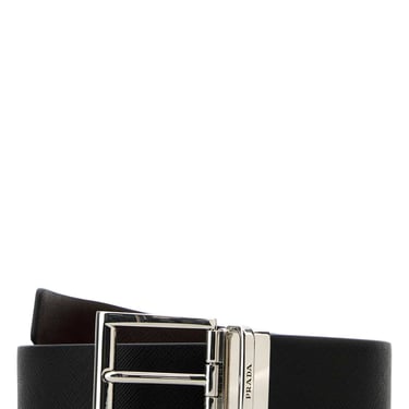 Prada Men Black Leather Reversible Belt