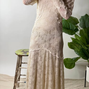 Vintage Lace Drop Waist Ruffle Dress, Cachet Brian Protas, Size 13 