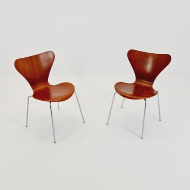 Vintage Teak 3107 Dining Chairs by Arne Jacobsen for Fritz Hansen, 1960s, Set of 2 